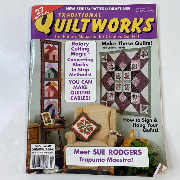 Traditional Quiltworks Magazine 27 Patterns Drafting April May 1991 Issue 13 - Picture 1 of 10